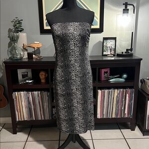 Norma Kamali, vintage strapless tube dress, leopard print size large